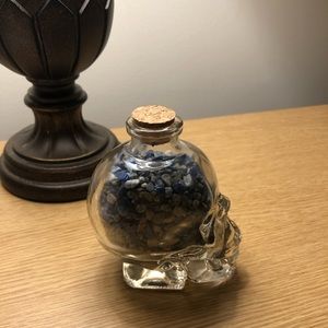 Skull Bottle with Lapis Chips